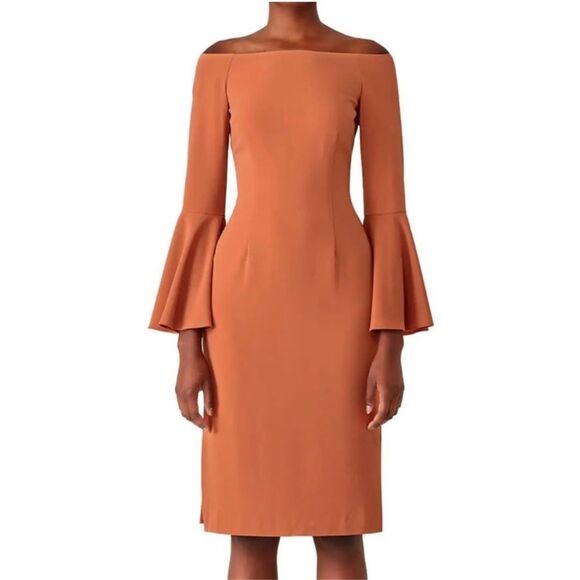 Keepsake Harmony Bell Sleeve Off the Shoulder Terracotta Slit Midi Dress Size S - Picture 1 of 12